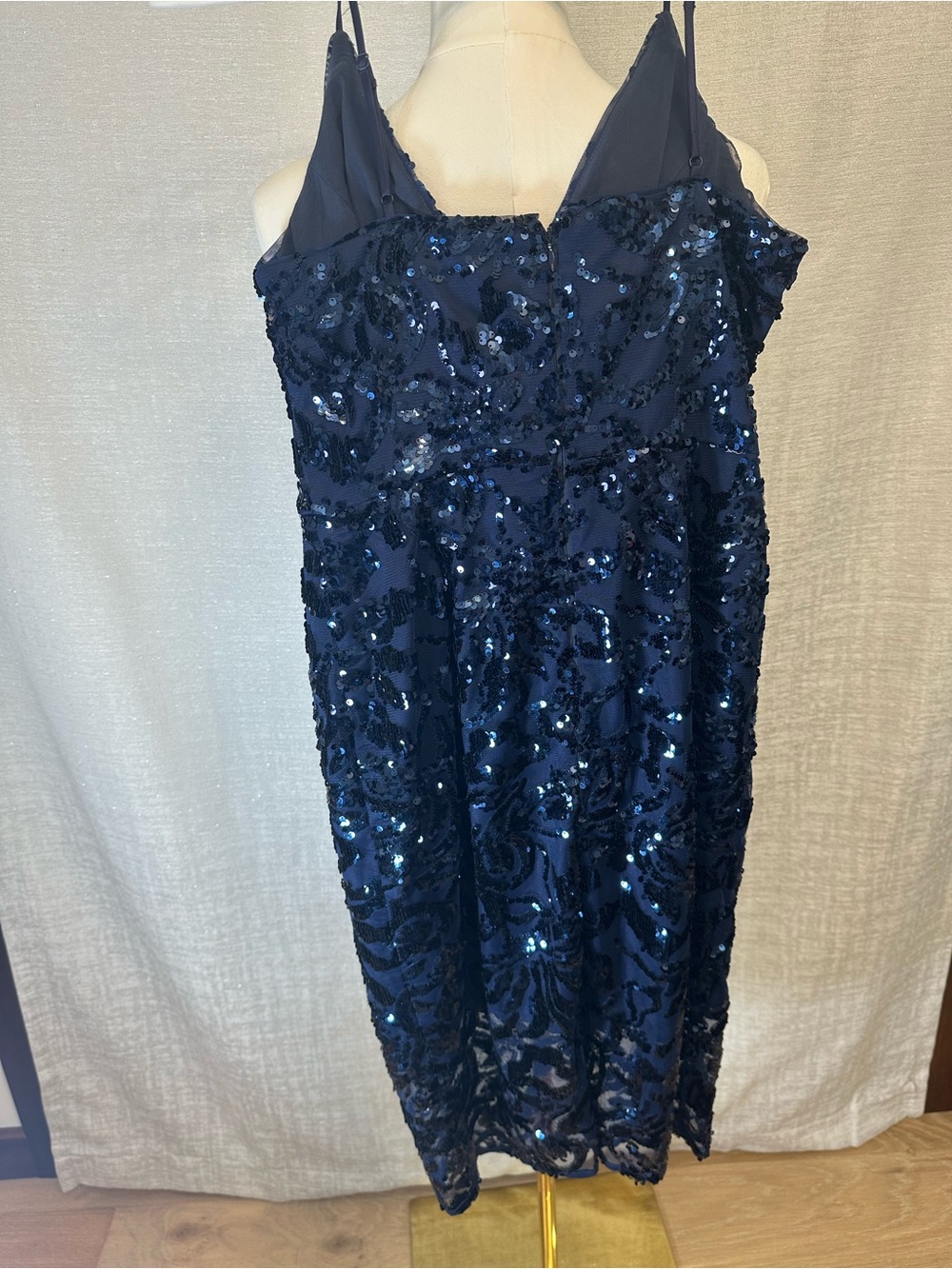 Eliza J Navy Sequin Midi Slip Dress